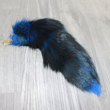 1 Dyed Silver  Fox Tail Key Ring #2761  Taxidermy Keychain Tassel Bag Tag