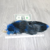1 Dyed Silver  Fox Tail Key Ring #2761  Taxidermy Keychain Tassel Bag Tag