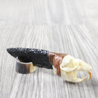 Muskrat Skull Handle Obsidian Blade Ornamental Knife #3853 Mountain Man Knife