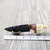 Muskrat Skull Handle Obsidian Blade Ornamental Knife #3853 Mountain Man Knife