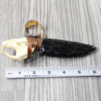 Muskrat Skull Handle Obsidian Blade Ornamental Knife #3853 Mountain Man Knife