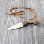Grapevine Wood Handle Bone Blade Knife Necklace  #5853 Mountain Man Necklace z