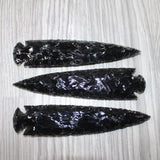 3 Obsidian Ornamental Spearheads  #2961     Arrowhead