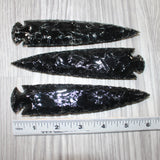 3 Obsidian Ornamental Spearheads  #2961     Arrowhead