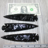 3 Obsidian Ornamental Spearheads  #2961     Arrowhead