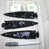 3 Obsidian Ornamental Spearheads  #2961     Arrowhead