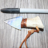 Antler Handle Opalite Blade Knife Necklace  #6061  Mountain Man Necklace