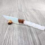 Selenite Spiral Handle Opalite Blade Ornamental Knife #3453 Mountain Man Knife