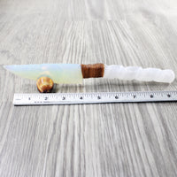 Selenite Spiral Handle Opalite Blade Ornamental Knife #3453 Mountain Man Knife