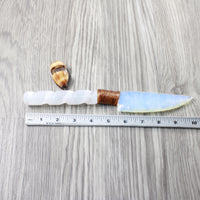 Selenite Spiral Handle Opalite Blade Ornamental Knife #3453 Mountain Man Knife