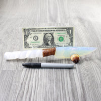 Selenite Spiral Handle Opalite Blade Ornamental Knife #3453 Mountain Man Knife