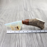 Elk Antler Handle Opalite Blade Ornamental Knife #2453 Mountain Man Knife z