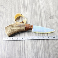 Elk Antler Handle Opalite Blade Ornamental Knife #2453 Mountain Man Knife z