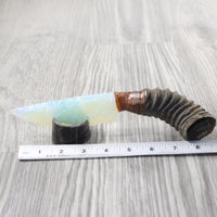 Springbok Horn Handle Opalite Blade Ornamental Knife #6053 Mountain Man Knife