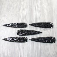 5 Obsidian Ornamental Spearheads  #4053  Arrowhead