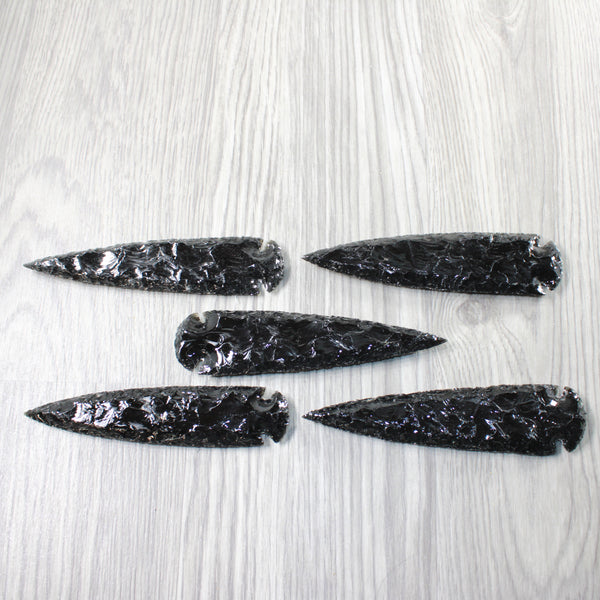 5 Obsidian Ornamental Spearheads  #4053  Arrowhead