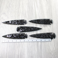 5 Obsidian Ornamental Spearheads  #4053  Arrowhead