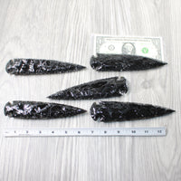 5 Obsidian Ornamental Spearheads  #4053  Arrowhead