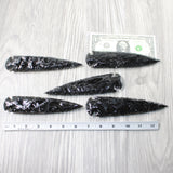 5 Obsidian Ornamental Spearheads  #4053  Arrowhead