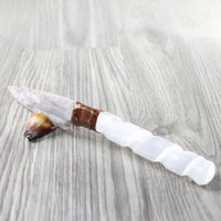 Selenite Spiral Handle Stone Blade Ornamental Knife #8053 Mountain Man Knife