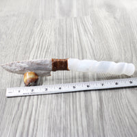 Selenite Spiral Handle Stone Blade Ornamental Knife #8053 Mountain Man Knife
