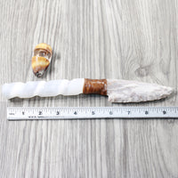 Selenite Spiral Handle Stone Blade Ornamental Knife #8053 Mountain Man Knife