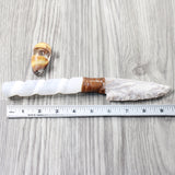 Selenite Spiral Handle Stone Blade Ornamental Knife #8053 Mountain Man Knife