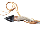 Antler Brow Tine Handle Obsidian Blade Knife Necklace  #5053 Mountain Man Necklace