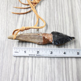 Antler Brow Tine Handle Obsidian Blade Knife Necklace  #5053 Mountain Man Necklace