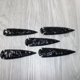 5 Obsidian Ornamental Spearheads  #8462     Arrowhead