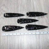 5 Obsidian Ornamental Spearheads  #8462     Arrowhead