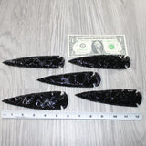 5 Obsidian Ornamental Spearheads  #8462     Arrowhead