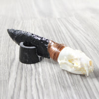 Mink Skull Handle Obsidian Blade Ornamental Knife #3453 Mountain Man Knife