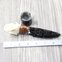 Mink Skull Handle Obsidian Blade Ornamental Knife #3453 Mountain Man Knife