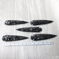 5 Obsidian Ornamental Spearheads  #2453  Arrowhead