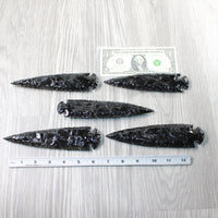5 Obsidian Ornamental Spearheads  #2453  Arrowhead