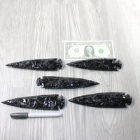 5 Obsidian Ornamental Spearheads  #2453  Arrowhead
