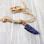 Grapevine Wood Handle Glass Blade Knife Necklace  #5453 Mountain Man Necklace