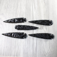 5 Obsidian Ornamental Spearheads  #9553  Arrowhead