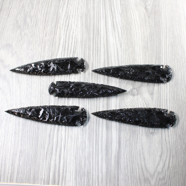 5 Obsidian Ornamental Spearheads  #9553  Arrowhead