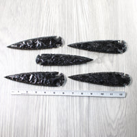 5 Obsidian Ornamental Spearheads  #9553  Arrowhead