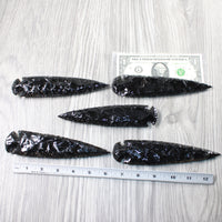 5 Obsidian Ornamental Spearheads  #9553  Arrowhead