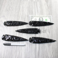 5 Obsidian Ornamental Spearheads  #9553  Arrowhead