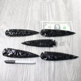 5 Obsidian Ornamental Spearheads  #9553  Arrowhead