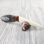 Orthoceras Fossil Handle Bone Blade Ornamental Knife #24653 Mountain Man Knife z
