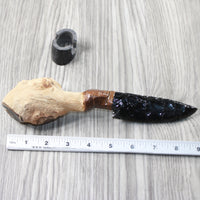 Grapevine Wood Handle Obsidian Blade Ornamental Knife #0553 Mountain Man Knife z
