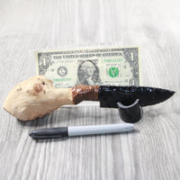 Grapevine Wood Handle Obsidian Blade Ornamental Knife #0553 Mountain Man Knife z