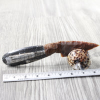 Orthoceras Fossil Handle Stone Blade Ornamental Knife #04653 Mountain Man Knife z