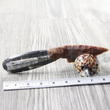 Orthoceras Fossil Handle Stone Blade Ornamental Knife #04653 Mountain Man Knife z