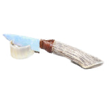 Elk Antler Handle Opalite Blade Ornamental Knife # 8962    Mountain Man Knife